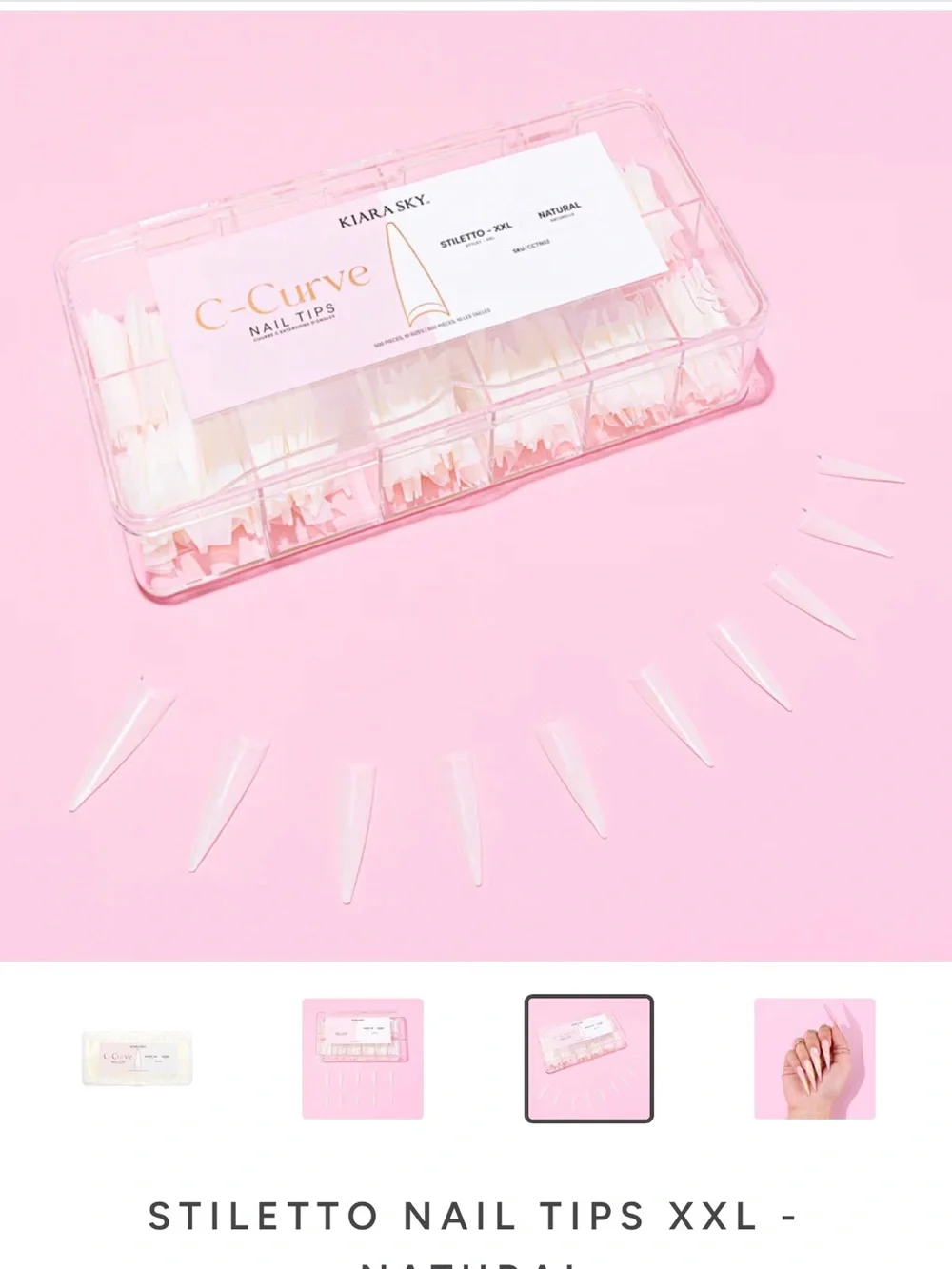 Kiara Sky Clear/White Stiletto-XXL Nail Tips Pack